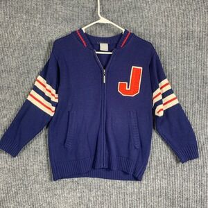 Joe Boxer Sweater Womens 8 Small Blue Full Zip Varsity School‎ College Retro Y2K
